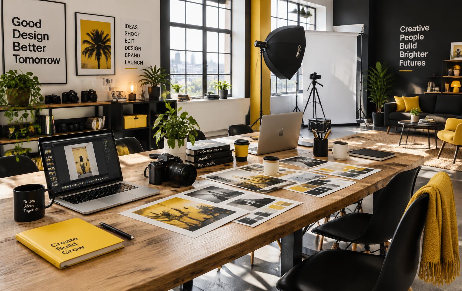 The Playhite creative studio — a bright workspace with design and production equipment